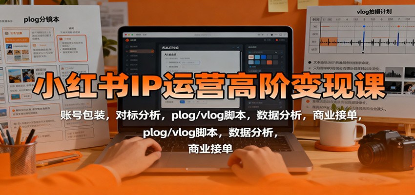 小红书IP运营高阶变现课:账号包装,对标分析,plog/vlog脚本,数据分析,商业接单-摇钱树