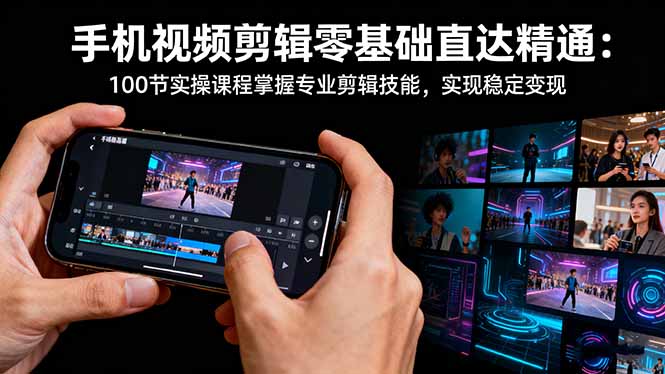 手机视频剪辑零基础直达精通:100节实操课程掌握专业剪辑技能,实现稳...-摇钱树